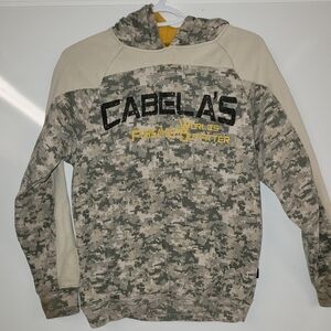 Youth XL Cabela's Camouflage Hunting Outdoors Hoodie Camo Sweater
